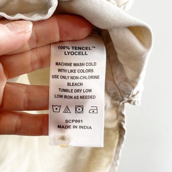 Quince Vintage Wash 100% Tencel Short Sleeve Camp Shirt Shale Tan XL - Picture 7 of 8